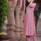 Juniper Women's Pink Muslin Embroidered Straight Kurta Sets - Swadesiicart