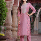 Juniper Women's Pink Muslin Embroidered Straight Kurta Sets - Swadesiicart