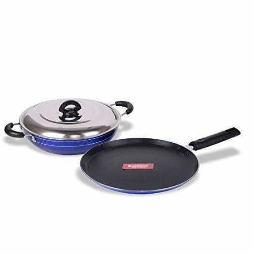Nonstick Induction Base Cookware Set of Tawa + Kadhai - Swadesiicart