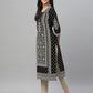 Juniper Black Rayon Festive Placement Print Straight Kurta For Women | Swadesiicart