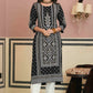 Juniper Women's Black Rayon Staple Straight Placement Print Kurta | Swadesiicart