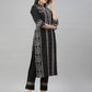 Juniper Black Rayon Festive Placement Print Straight Kurta For Women | Swadesiicart