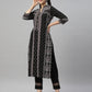 Juniper Black Rayon Festive Placement Print Straight Kurta For Women | Swadesiicart