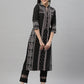 Juniper Black Rayon Festive Placement Print Straight Kurta For Women | Swadesiicart
