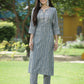 Juniper Grey Muslin Festive Printed Straight Skd For Women - Swadesiicart