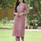 Juniper Onion Pink Muslin Festive Printed Straight Skd For Women - Swadesiicart