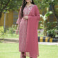 Juniper Onion Pink Muslin Festive Printed Straight Skd For Women - Swadesiicart