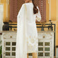 Juniper Off - White Georgette Festive Printed Straight Kurta Dupatta Set For Women - Swadesiicart