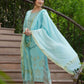 Juniper Sky Blue Georgette Festive Printed Straight Kurta Dupatta Set For Women | Swadesiicart