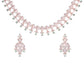 Saraf RS Jewellery Rose Gold-Polished White & Sea Green AD-Studded Handcrafted Jewellery Set - Swadesiicart