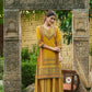 Juniper Mustard Chanderi Festive Printed Flared Kurta For Women - Swadesiicart