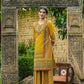 Juniper Mustard Chanderi Festive Printed Flared Kurta For Women - Swadesiicart