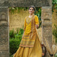 Juniper Mustard Chanderi Festive Printed Flared Kurta For Women - Swadesiicart
