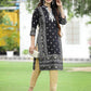 Juniper Women Black Rayon Festive Embroidered Straight Kurta | Swadesiicart