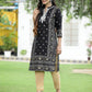 Juniper Women Black Rayon Festive Embroidered Straight Kurta | Swadesiicart