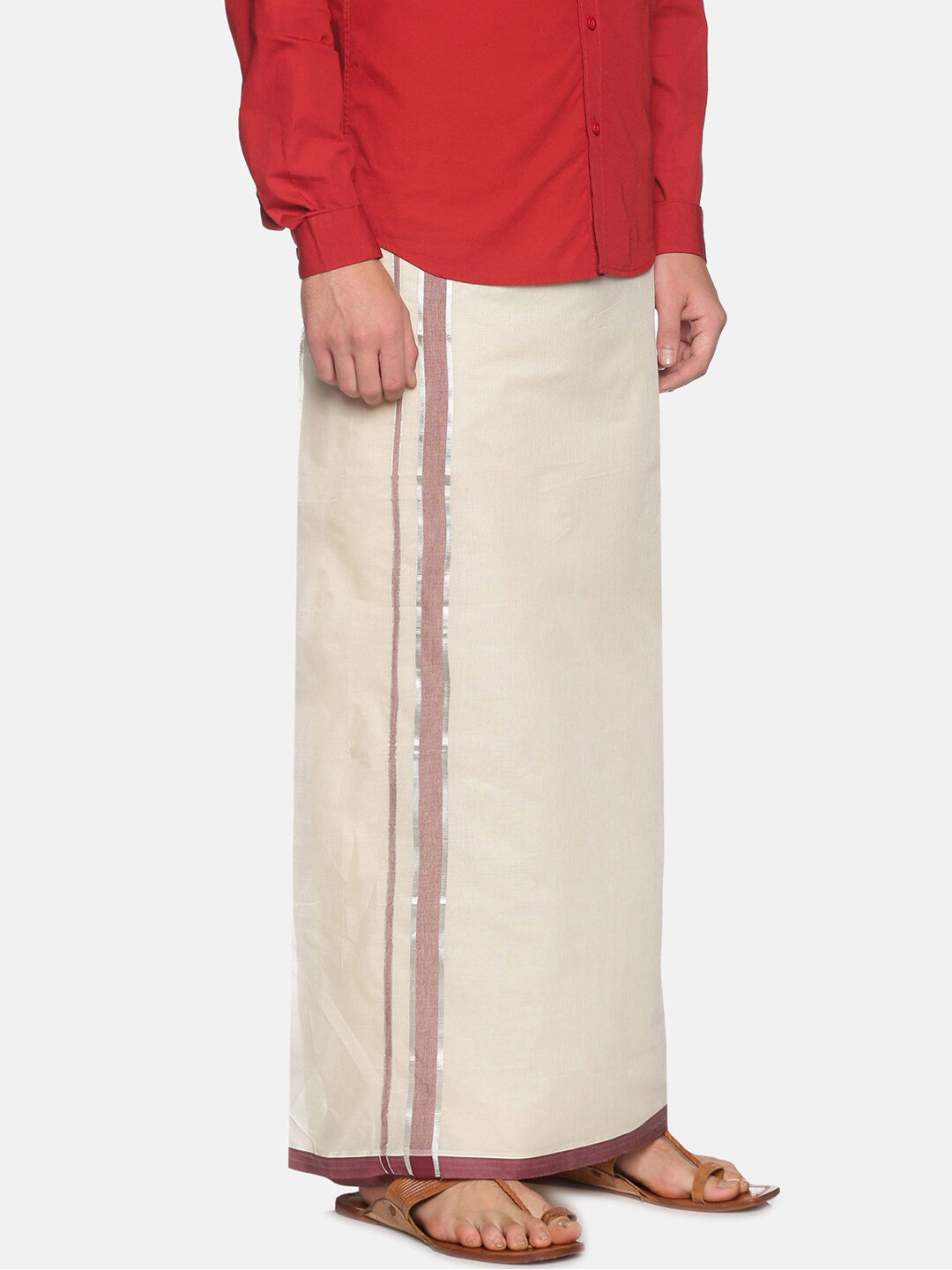 Sethukrishna Men Off White Traditional Kerala Double Mundu | Swadesiicart