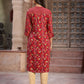 Juniper Women's Red Muslin Printed Straight Kurta | Swadesiicart