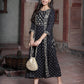 Juniper Women's Black Rayon Printed Embroidered Flared Dress | Swadesiicart