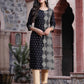 Juniper Women's Black Rayon Printed Straight Kurta - Swadesiicart