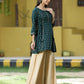Juniper Green Rayon Festive Printed A-Line Tunic For Women | Swadesiicart