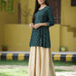 Juniper Green Rayon Festive Printed A-Line Tunic For Women | Swadesiicart