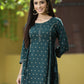 Juniper Green Rayon Festive Printed A-Line Tunic For Women | Swadesiicart