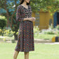 Juniper Black Rayon Festive Printed Flared Kurta For Women - Swadesiicart