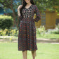 Juniper Black Rayon Festive Printed Flared Kurta For Women - Swadesiicart