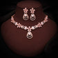 Tehzeeb Creations Rose Gold-Polished Baby Pink Colour Necklace With Stud - Swadesiicart