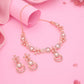Tehzeeb Creations Rose Gold-Polished Baby Pink Colour Necklace With Stud - Swadesiicart