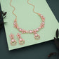 Tehzeeb Creations Rose Gold-Polished Baby Pink Colour Necklace With Stud - Swadesiicart