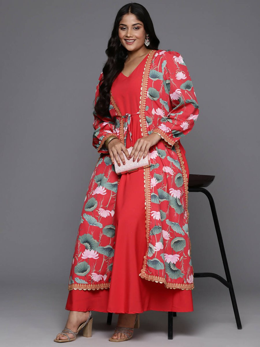Ahalyaa Women's Traditional wear Ethnic Dress - Red | Swadesiicart