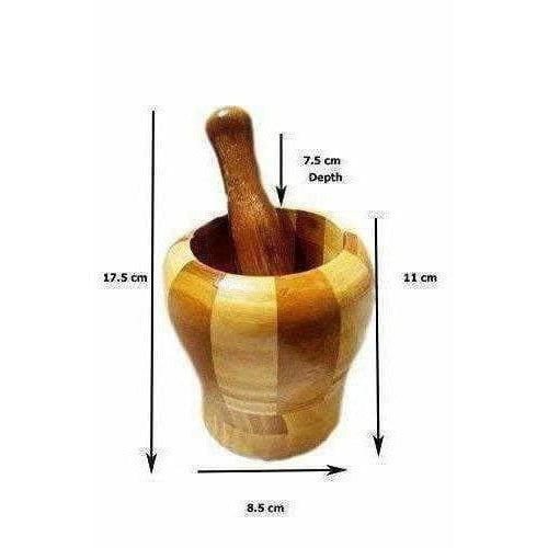 Wooden Motar Pestle Set (Brown) - Swadesiicart