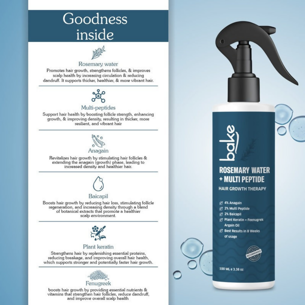 Bake Rosemary Water Hair Growth Spray with Multi Peptides | Swadesiicart