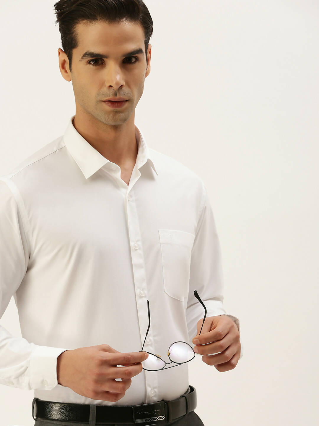 Ramraj Cotton Mens Full Sleeve Formal 100 % Cotton White Shirt | Swadesiicart