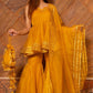 Pomcha Jaipur Murat Mustard Organza Sharara Set | Swadesiicart