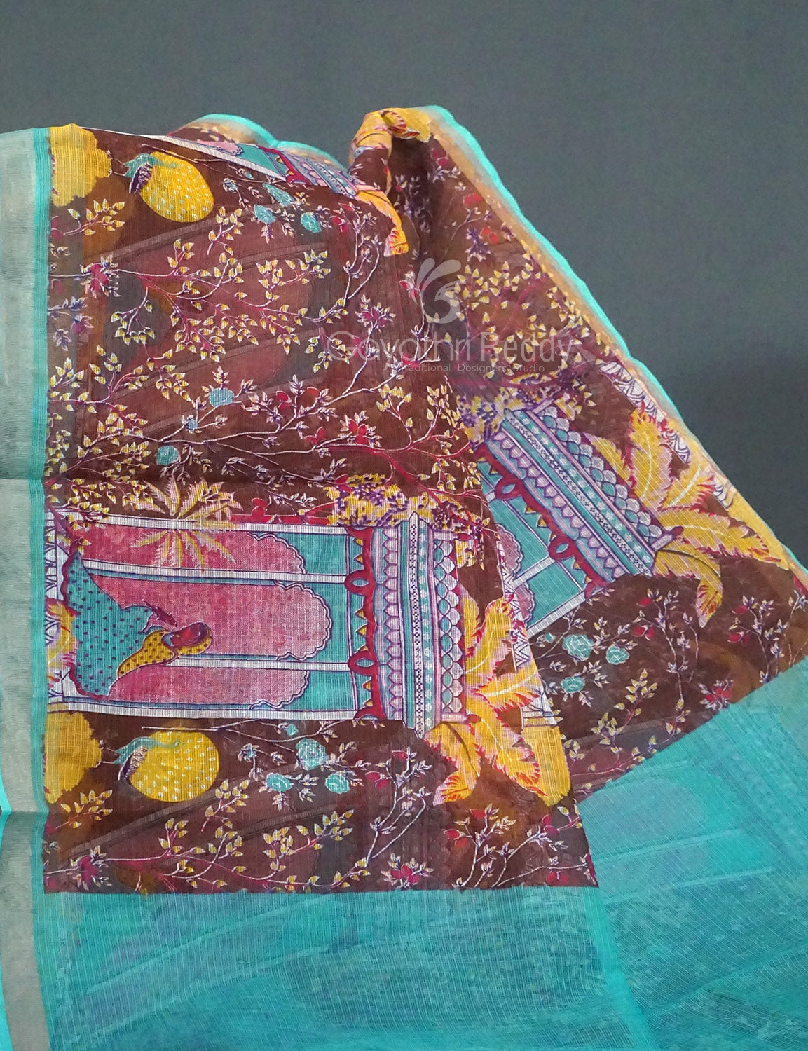 Mauve Onion Colour Rajasthani Design Pure Kota Cotton Saree By Gayathri Reddy Designer Studio | Swadesiicart