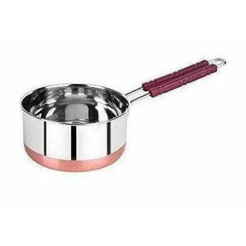 Stainless Steel Sauce Pan Round Copper Bottom - Mirror Finish Designer - Swadesiicart
