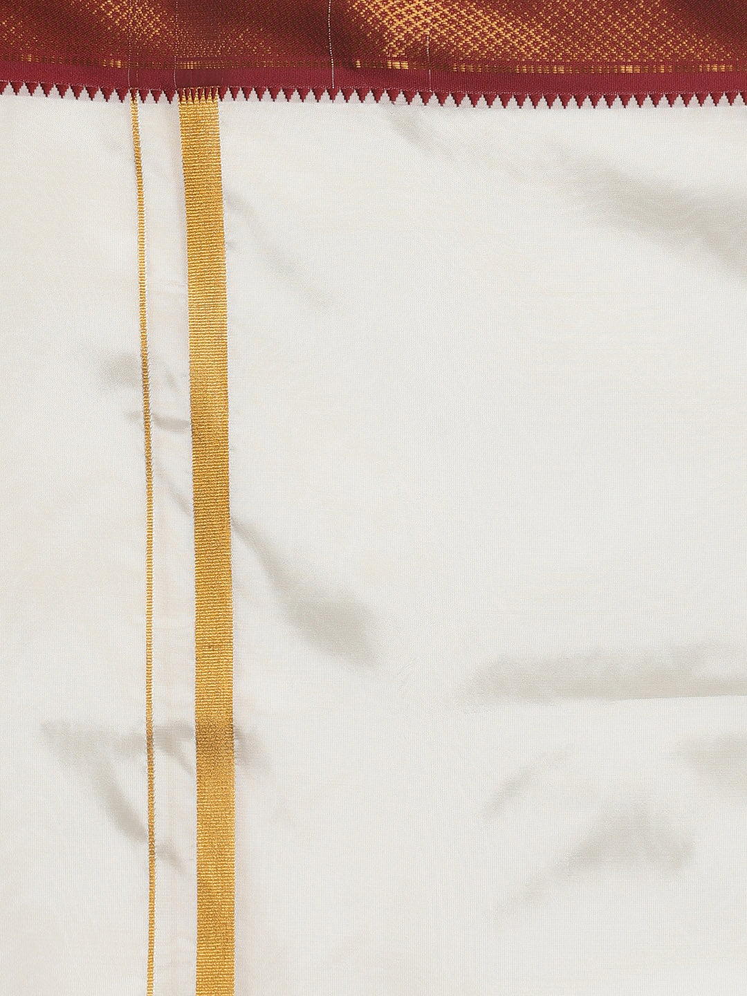 Sethukrishna Men Cream-Coloured Solid Dhotis With Angavastram | Swadesiicart