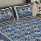 JAIPUR FABRIC Festival Waves Blue & White Cotton 210 TC Queen Bedsheet & 2 Pillow Covers | Swadesiicart