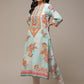 Biba Ethnic Motifs Printed Notched Neck A-Line Kurta - Swadesiicart