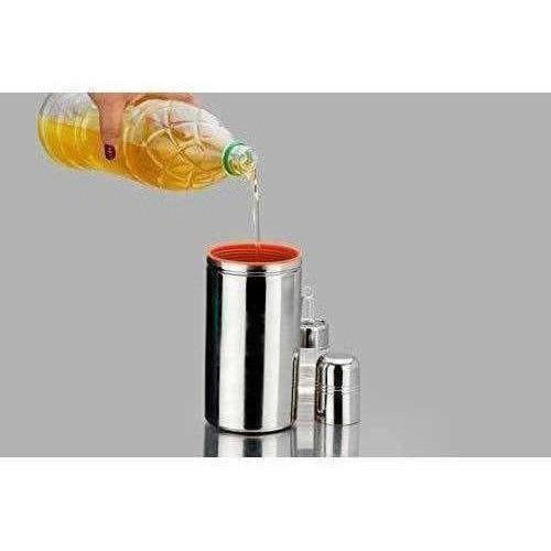 Nirlon Stainless Steel Oil Pot, 1 Litre, Silver - Swadesiicart