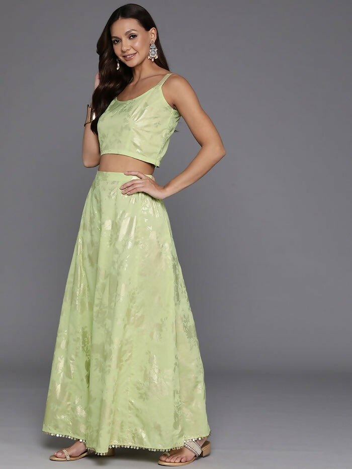 Ahalyaa Women's Traditional Wear Co-ods - Green - Swadesiicart