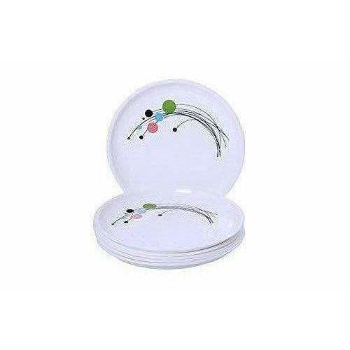 Round Plastic Half Plate Set, Set of 6, White - Swadesiicart