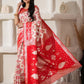 Shree Shyam Fashion Linen Cotton Red & White Saree