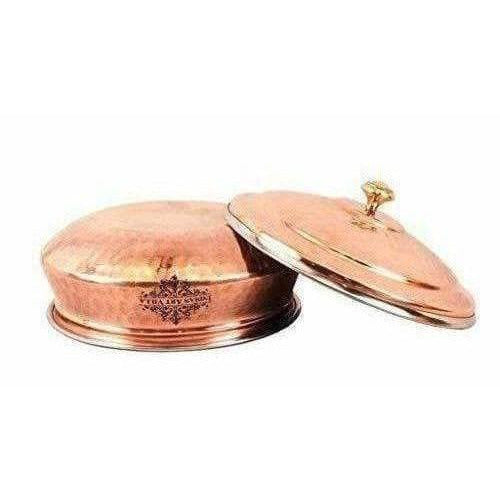 Steel Copper Handi Bowl With Lid - Swadesiicart