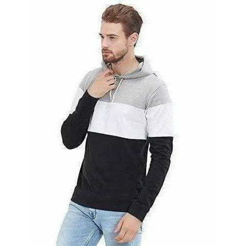 Men's Stylish Full Sleeve Grey, White, Black Hooded T-Shirt | Swadesiicart