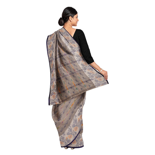 Exclusive Collection 100% Pure Cotton Rose Mauve Tant Saree With Hand Weaving Work - Swadesiicart