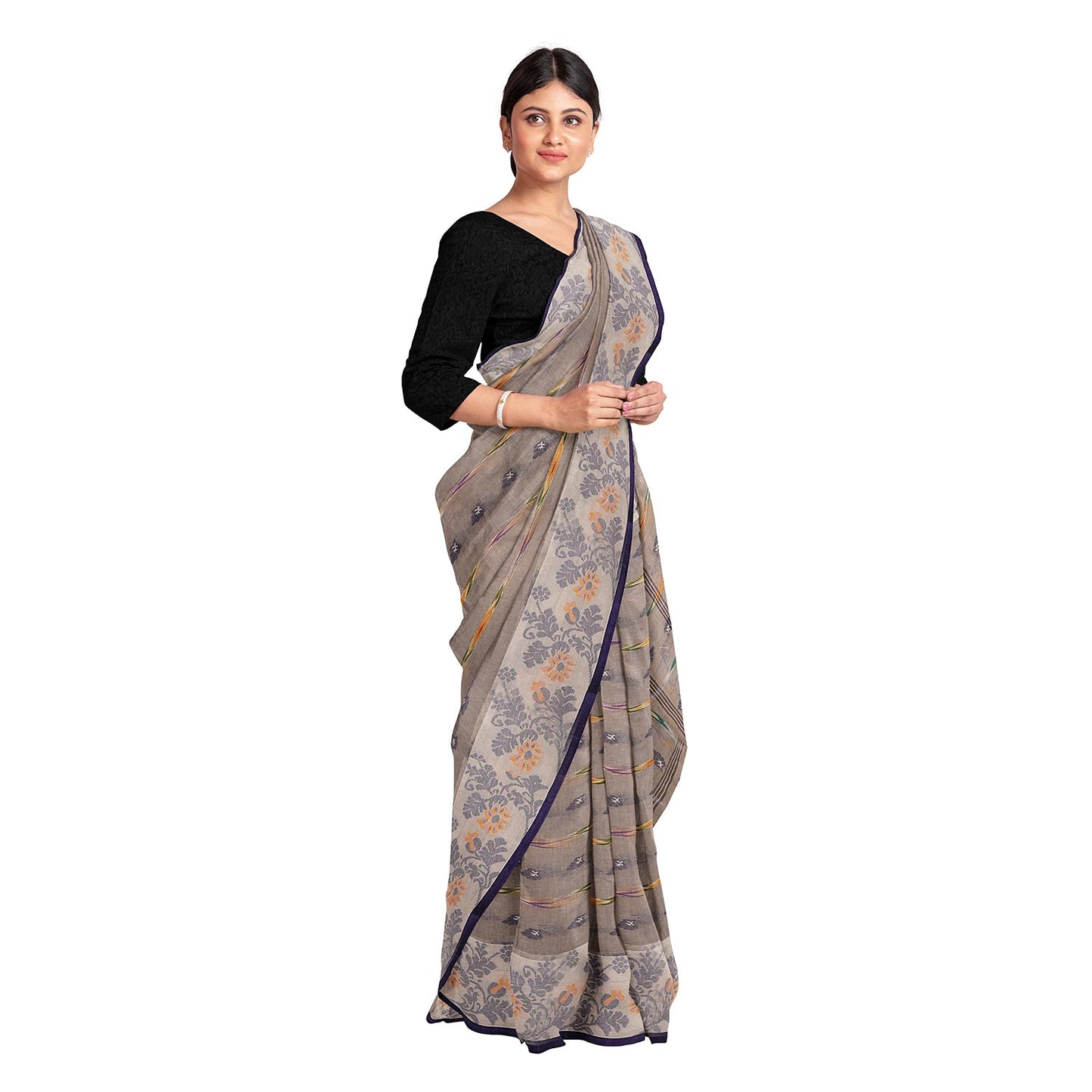 Exclusive Collection 100% Pure Cotton Rose Mauve Tant Saree With Hand Weaving Work - Swadesiicart