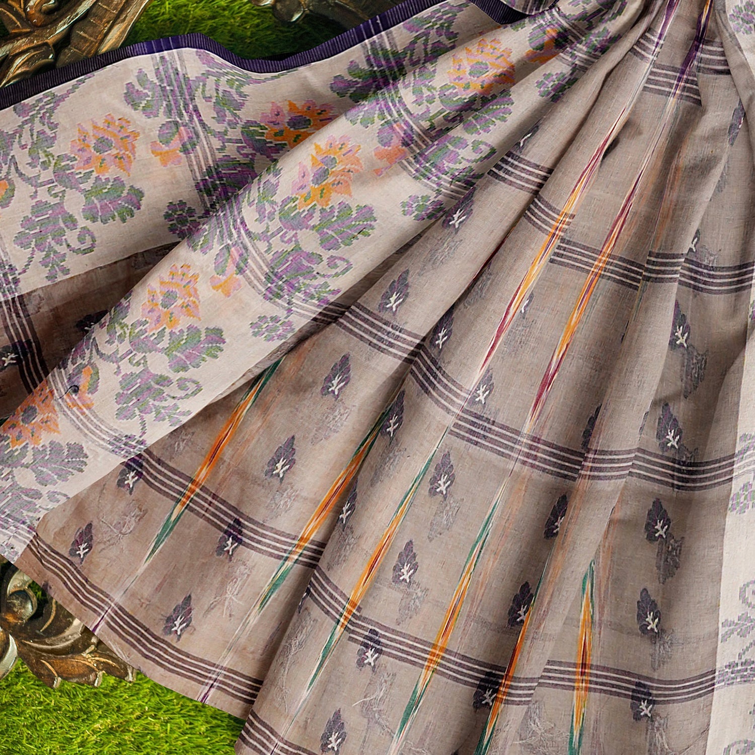 Exclusive Collection 100% Pure Cotton Rose Mauve Tant Saree With Hand Weaving Work - Swadesiicart